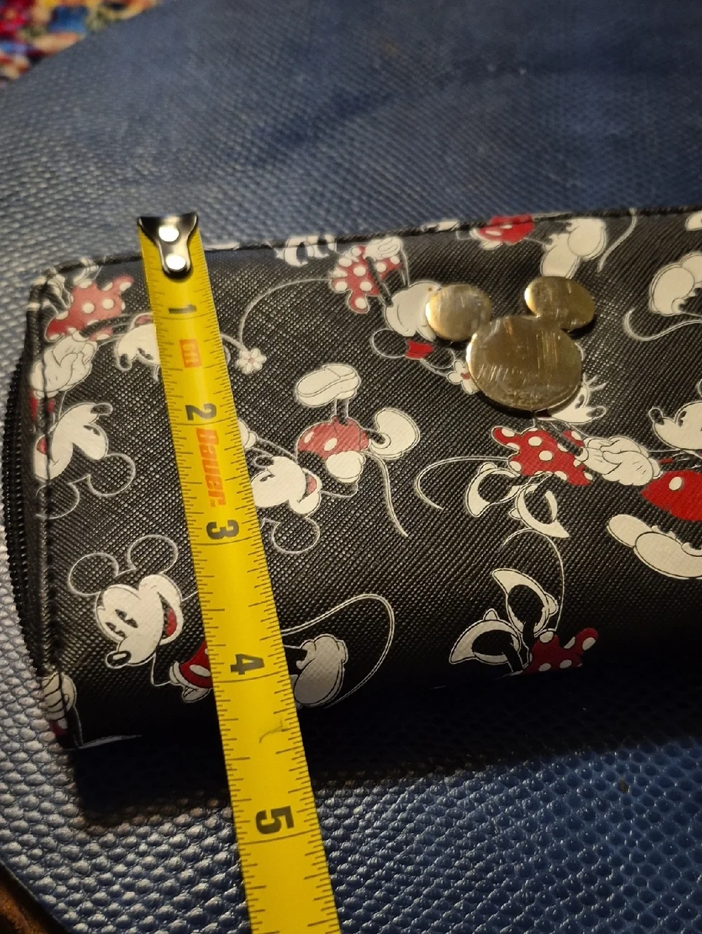 Mickey Mouse From Disney World Black Full Wallet Zip  with Silver Mickey Accent.